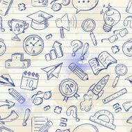 Back to school seamless pattern on a exercise book