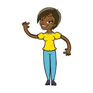 Cartoon Woman Waving N233