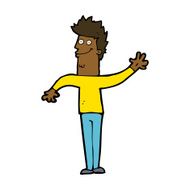 cartoon happy waving man N8