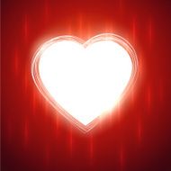 White glowing heart shape on red stylish background
