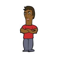 cartoon annoyed man with folded arms N14