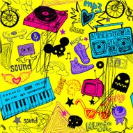 Seamless yellow music background N2