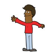 cartoon happy man waving N28