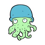 cartoon alien head wearing hat N7