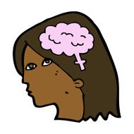 cartoon female head with brain symbol N12