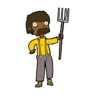 Cartoon Farmer With Pitchfork N8