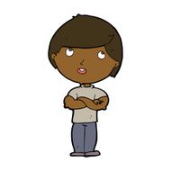 cartoon happy man with folded arm N7