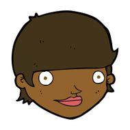 cartoon happy female face N131