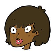 cartoon happy female face N132