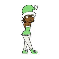 cartoon woman in christmas elf costume N7