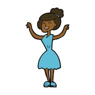 cartoon woman with raised arms N7