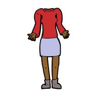 cartoon female body with shrugging shoulders (mix and match cart N7