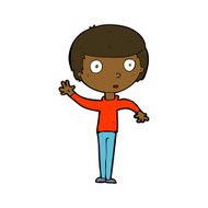 cartoon waving boy N14