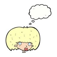 cartoon surprised woman with thought bubble N269