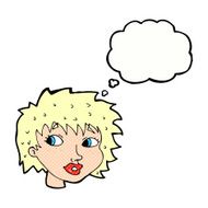 cartoon surprised woman with thought bubble N270