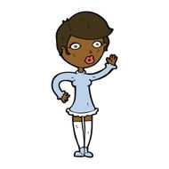 cartoon pretty woman waving N62