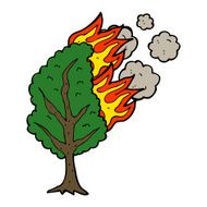 cartoon burning tree N32