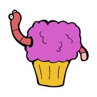 cartoon worm in cupcake N8