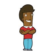 cartoon man with folded arms grinning N8