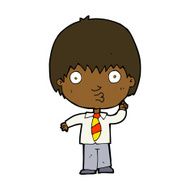 cartoon school boy answering question N36