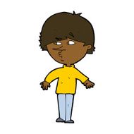 cartoon suspicious man looking over shoulder N8