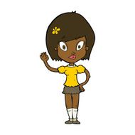 cartoon pretty girl waving N21