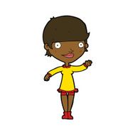 cartoon waving woman N100