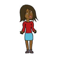 cartoon woman shrugging shoulders N341