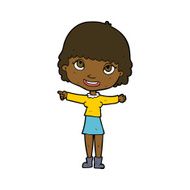 cartoon happy woman pointing N48
