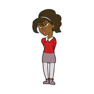 cartoon pretty girl tilting head N8