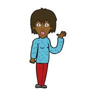 cartoon shocked woman waving hand N8
