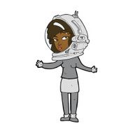 cartoon woman wearing astronaut helmet N8