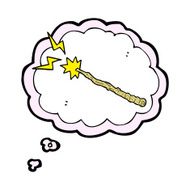 cartoon magic wand with thought bubble N2