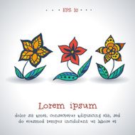 Ornamental hand drawn vintage vector flowers
