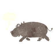 cartoon hippopotamus with speech bubble N12