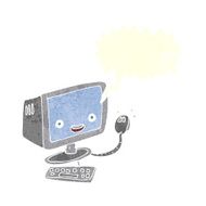 cartoon computer with speech bubble N12