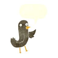 funny cartoon bird with speech bubble N155
