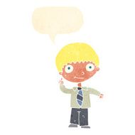 cartoon school boy with idea speech bubble N35