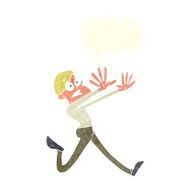 cartoon man running away with speech bubble N10