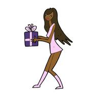 cartoon fashion girl with present N8