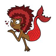 cartoon mermaid blowing a kiss N7