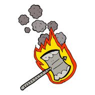 cartoon flaming axe N8