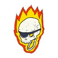 cartoon flaming pirate skull N9