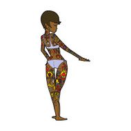 cartoon bikini girl covered in tattoos N6