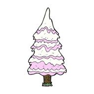 cartoon pink snowy tree N4