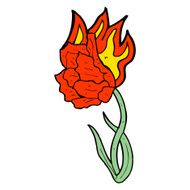 cartoon flaming flower N6