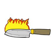 cartoon kitchen knife on fire N4