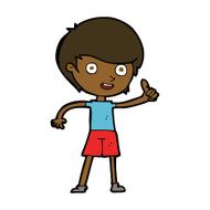 cartoon boy giving thumbs up symbol N12