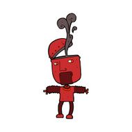 funny cartoon robot with open head N8