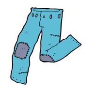 cartoon patched old jeans N16